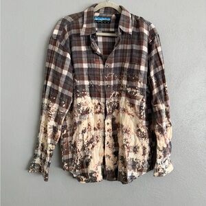 Sandy River Bleached Flannel Size Large Button Down DIY Custom Shirt